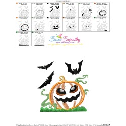 Halloween Pumpkin And Bats Applique Design Pattern-3