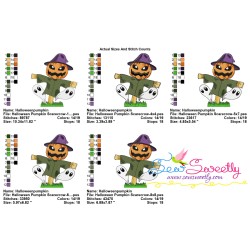 Halloween Pumpkin Scarecrow And Ghosts Embroidery Design Pattern-2