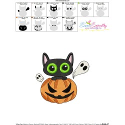Halloween Pumpkin And Cat Embroidery Design Pattern-3