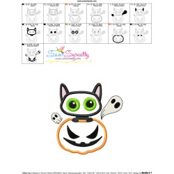 Halloween Pumpkin And Cat Applique Design Pattern-3