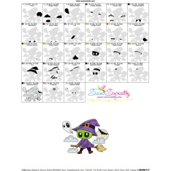 Cute Halloween Witch And Broom Embroidery Design Pattern-3