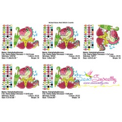 Rainy Baby Dinosaur-1 Embroidery Design Pattern-2