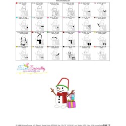 Christmas Snowman With Gifts Applique Design Pattern-3