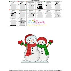 Christmas Snowman Couple Embroidery Design Pattern-3
