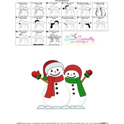 Christmas Snowman Couple Applique Design Pattern-3