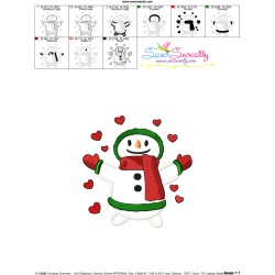 Christmas Snowman Hearts Applique Design Pattern-3