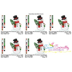Snowman And Christmas Tree Embroidery Design Pattern-2