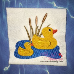 Duck Mom And Baby Embroidery Design Pattern-3