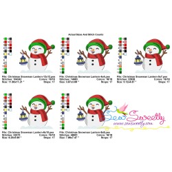 Christmas Snowman Lantern Embroidery Design Pattern-2