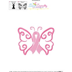 Breast Cancer Awareness Butterfly Embroidery Design Pattern-3