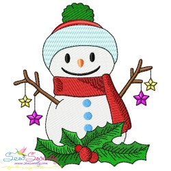 Christmas Snowman Filled Stitch Embroidery Design Bundle-3