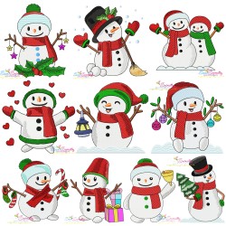 Christmas Snowman Filled Stitch Embroidery Design Bundle-1