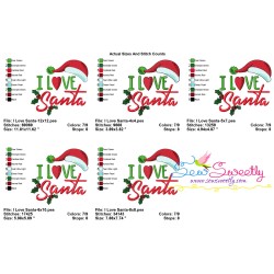 I Love Santa-2 Lettering Embroidery Design Pattern-2
