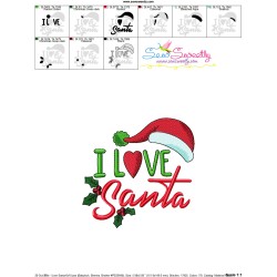 I Love Santa-2 Lettering Embroidery Design Pattern-3