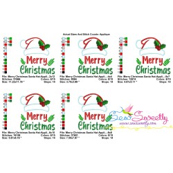 Merry Christmas Santa Hat Lettering Applique Design Pattern-2