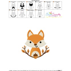 Fall Fox With Branches Embroidery Design Pattern-3