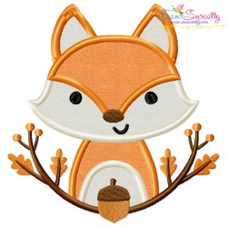 Fall Fox With Branches Applique Design Pattern-1