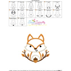 Fall Fox With Branches Applique Design Pattern-3
