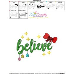 Believe Christmas Lettering Embroidery Design Pattern-3