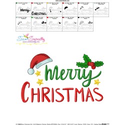 Merry Christmas Holly Leaves Lettering Embroidery Design Pattern-3