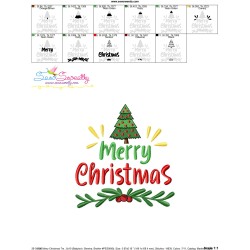 Merry Christmas Tree Lettering Embroidery Design Pattern-3