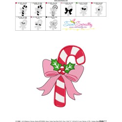 Candy Cane Bow-2 Embroidery Design Pattern-3