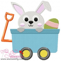 Bunny In Wagon Embroidery Design Pattern-3