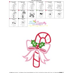 Candy Cane Bow-2 Applique Design Pattern-3