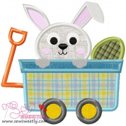Bunny In Wagon Applique Design Pattern-1