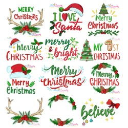 Christmas Lettering Embroidery Design Bundle-2-1