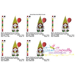 Christmas Gnome With Balloon Embroidery Design Pattern-2