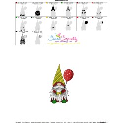 Christmas Gnome With Balloon Embroidery Design Pattern-3