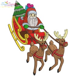 Santa Sleigh-10 Embroidery Design Pattern-1