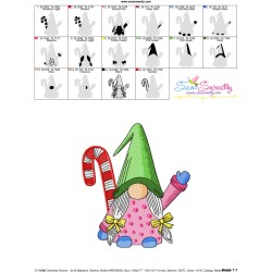 Christmas Gnome With Candy Cane-2 Embroidery Design Pattern-3