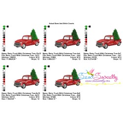 Retro Truck With Christmas Tree Embroidery Design Pattern-2
