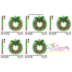 Christmas Wreath Hanger With Holly Leaves Embroidery Design Pattern-2