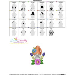 Gnome With Flowers-9 Embroidery Design Pattern-3