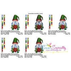 Gnome With Flowers-6 Embroidery Design Pattern-2