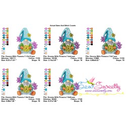 Gnome With Flowers-7 Embroidery Design Pattern-2
