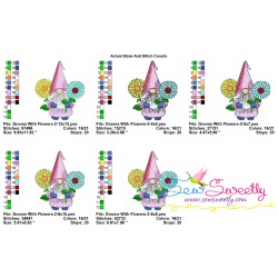 Gnome With Flowers-2 Embroidery Design Pattern-2