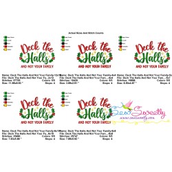 Deck The Halls And Not Your Family Christmas Lettering Embroidery Design Pattern-2