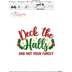 Deck The Halls And Not Your Family Christmas Lettering Embroidery Design Pattern-3