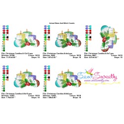 Christmas Candles-8 Light Fill Embroidery Design Pattern-2