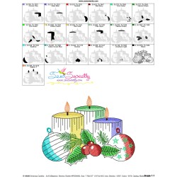 Christmas Candles-8 Light Fill Embroidery Design Pattern-3