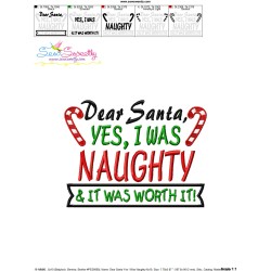 Dear Santa Yes I Was Naughty Christmas Lettering Embroidery Design Pattern-3