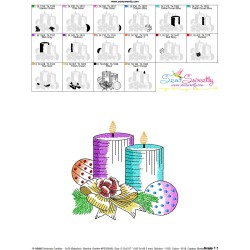 Christmas Candles-7 Light Fill Embroidery Design Pattern-3