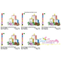 Christmas Candles-6 Light Fill Embroidery Design Pattern-2