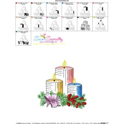 Christmas Candles-6 Light Fill Embroidery Design Pattern-3