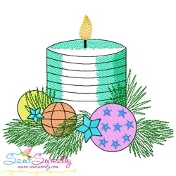 Christmas Candle-5 Light Fill Embroidery Design Pattern-1
