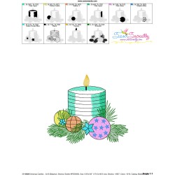 Christmas Candle-5 Light Fill Embroidery Design Pattern-3